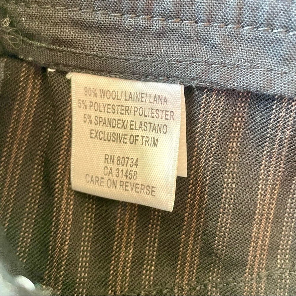 Max Azria pin striped wool cuffed culottes, paper bag waist,blk/grey/brn,4, EUC - Picture 9 of 10